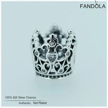 Настоящее серебро 925 пробы принцесса проект "Корона" прозрачные бусины из циркона шарма Подходит бренд ювелирные изделия для создания браслетов Berloque(брелоков