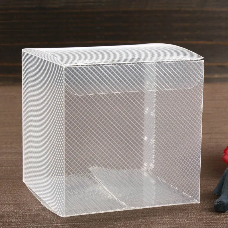 30PCS/lot 10*10*10cm plastic box with paper buttom /wedding favor box