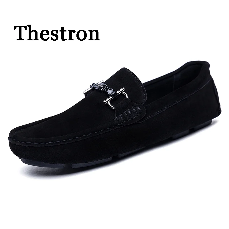 

Thestron Men Suede Shoes Moccasins Hot Sale Men Casual Shoes Black Red Blue Footwear Male Slip-On Shoes 2018 Autumn New Walking