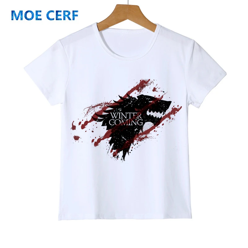

Children's Fashion Clothing Wolf Head Print Stark Game of Thrones Boy Girl tshirt Tops Tees WINTER IS COMING Baby T shirt Y19-5