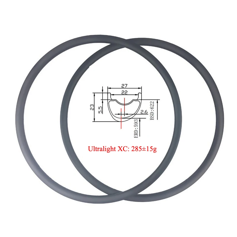 

Super light 285g 29er 27mm x 23mm MTB XC carbon rims cross country 28 holes 28H 29 inch mountain bike rims UD matte glossy