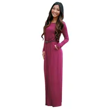 Otoño 2016 mujeres de moda de bolsillo de manga larga maxi largo de boho vestidos femininos negro dress femme vestidos tallas grandes b3