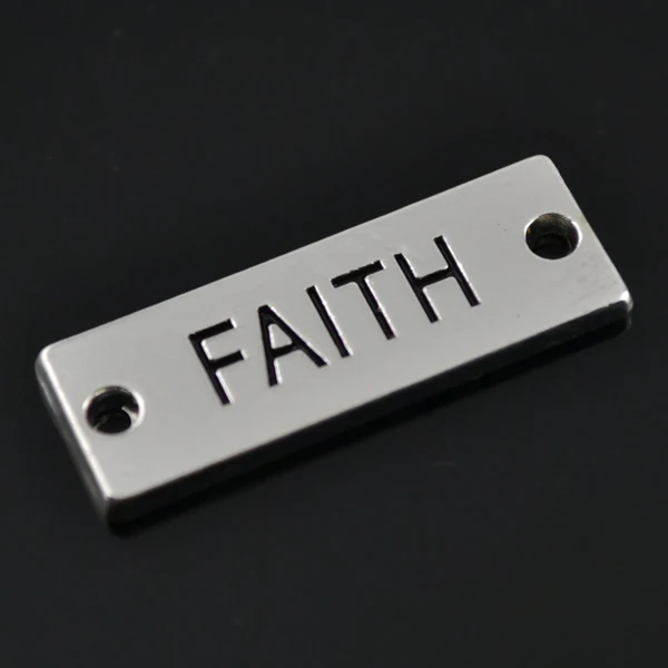

Metal Faith Letter Words Engraved Rectangle Charms