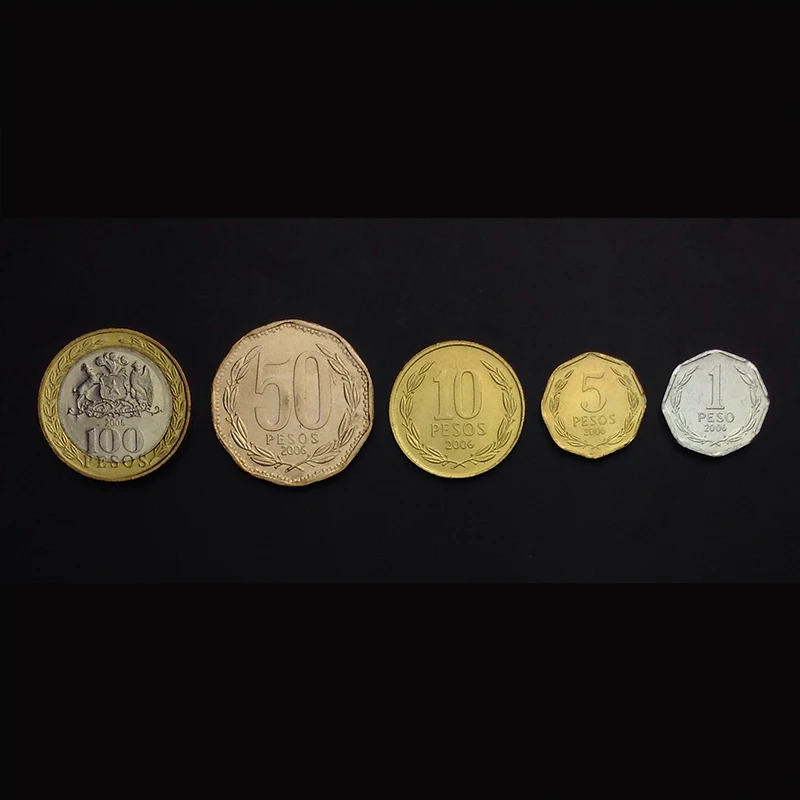 

Set 5pcs Chile Coins Sets North and South America Country 100% real and Original Coins for Personal Collection UNC New