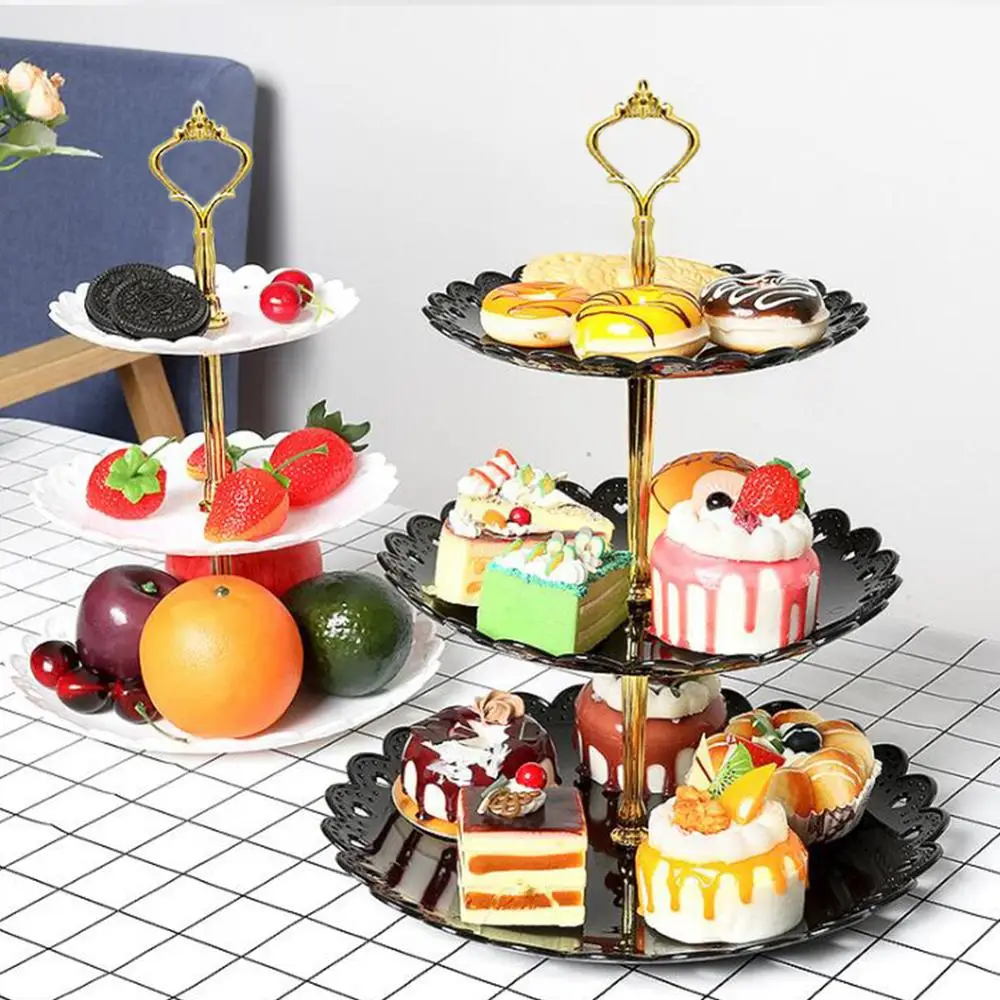

Wedding Party Holiday Party Three-layer Fruit Plate Dessert Tray Candy Dishes Cake Rack Buffet Display Rack Home Table Decor
