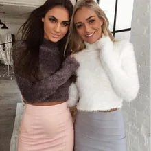 2016 New Autumn and Winter Women Wool Cropped Jumpers Fluffy Mohair Sweater Mujer Pullover Sweaters Crop Top Black Pink 2016 New Autumn and Winter Women Wool Cropped Jumpers Fluffy Mohair Sweater Mujer Pullover Sweaters Crop Top Black Pink