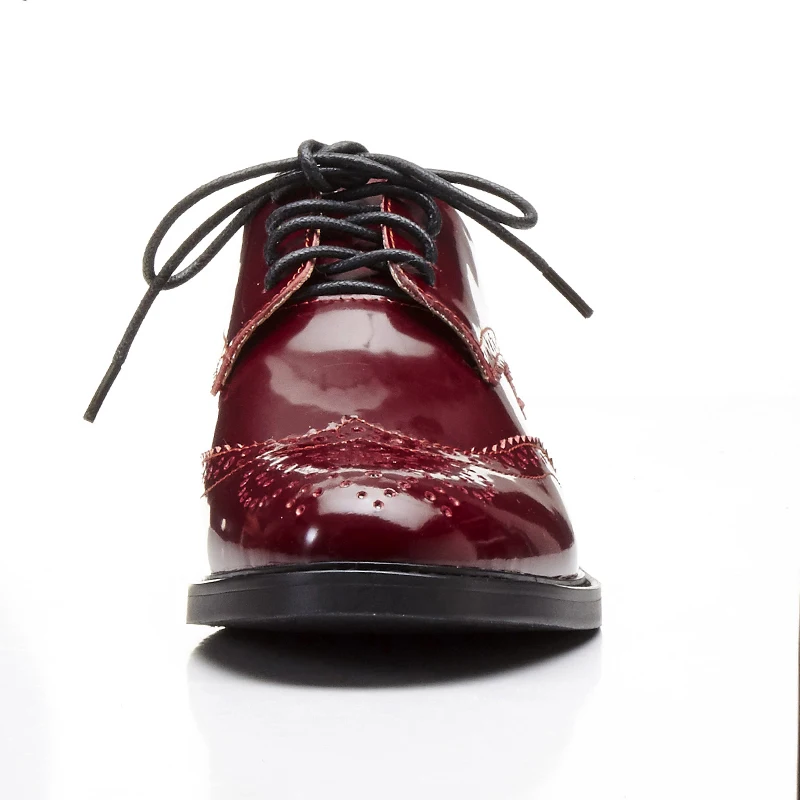 vin Shehuimei Rouge 2018 Richelieus Cuir La Chaussures Appartements Dentelle Noir À Véritable New Pour Occasionnels up Main Richelieu Femmes En Vintage qx1qHrRwf