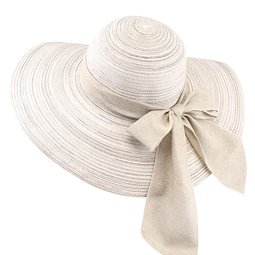 FURTALK Летние Шляпы для Женщин Мода Дизайн Женщины Beach Sun Hat с Складной Наполнянный До Краев - Цвет: Бежевый