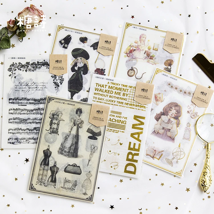 

3 Sheets/pack Retro Modern Girls Decorative Stationery Stickers Set Scrapbooking DIY Diary Album Stick Lable
