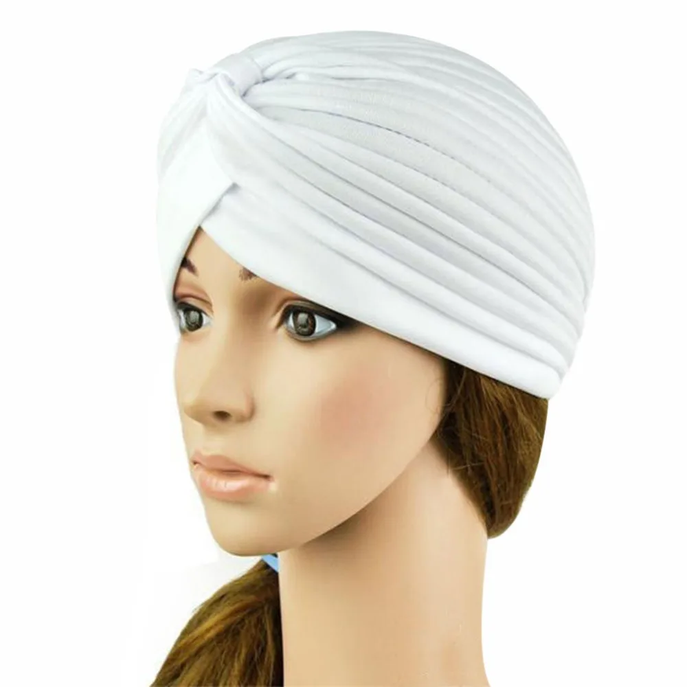 Hot Indian Cap Pleated Headwrap Turban Stretchy Band Hats 