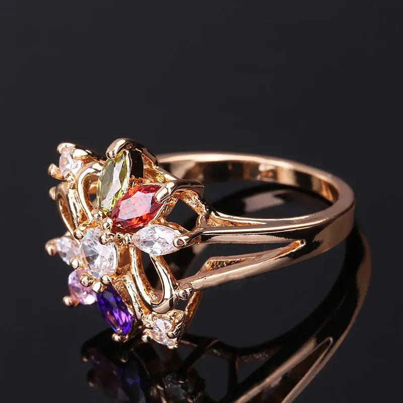 CWEEL Weeding Engagement Rings For Women Austrian Imitation Crystal Zircon Ring Rose Gold Color India Dubai Big Water Drop Rings (16)