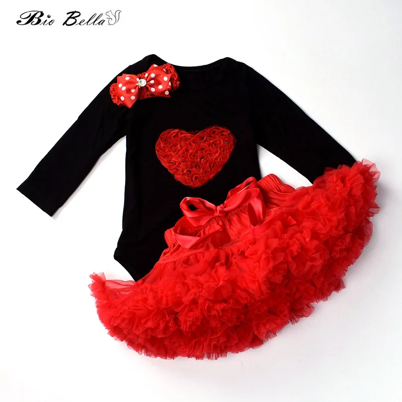 

Infant Toddler Baby Kids Clothes Sets My First Birthday 3Pcs Long Sleeve Bodysuit+Headband+Tutu Lace Skirt Kid Clothing Outfits