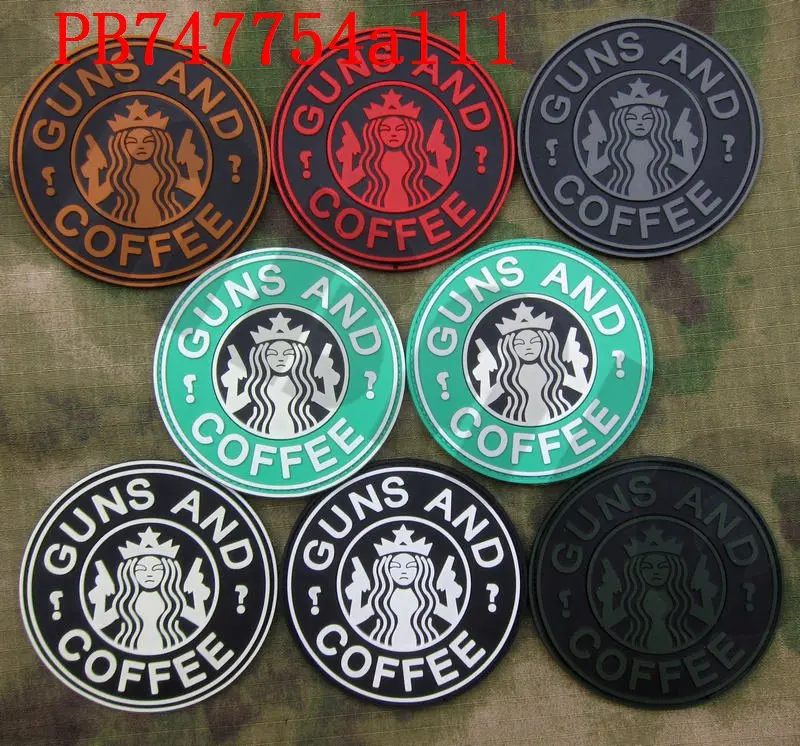

3D PVC patch GUN AND COFFEE Question mark Tactical Morale Rubber patch