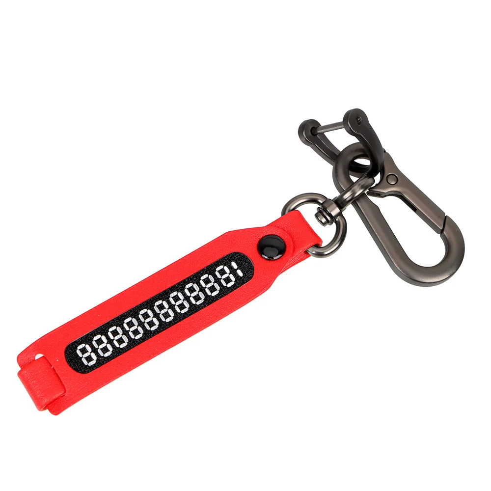 FORAUTO брелок для ключей от потери, автомобильный брелок, брелок для ключей, Пряжка для телефона, номер телефона, знак, кулон из искусственной кожи - Название цвета: Красный