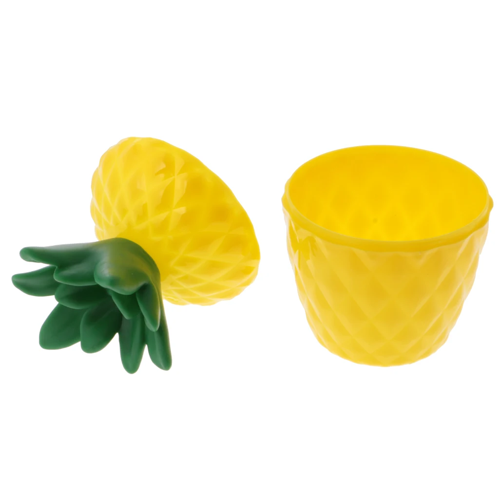 6x Plastic Tropic Pineapple Drinking Cup & Straw Hawaii Luau Beach Party Decor