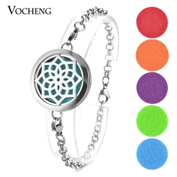 

10pcs/lot Essential Oil Diffuser Bracelet Flower Stainless Steel Perfume Diffuser Locket Bracelet Bangle 2 Styles VA-540*10