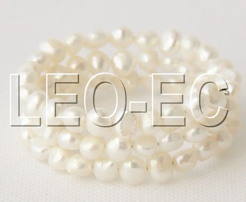 

FREE SHIPPING HOT sell new Style >>>>stretchy 3row 8mm white pearls bangle bracelet W623A24E5
