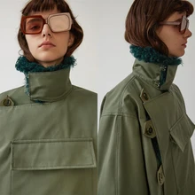 Специальное предложение, настоящая куртка-бомбер Casaco, Женское пальто, армейская оснастка, зимняя мотоциклетная куртка с меховым воротником, Толстая Женская куртка