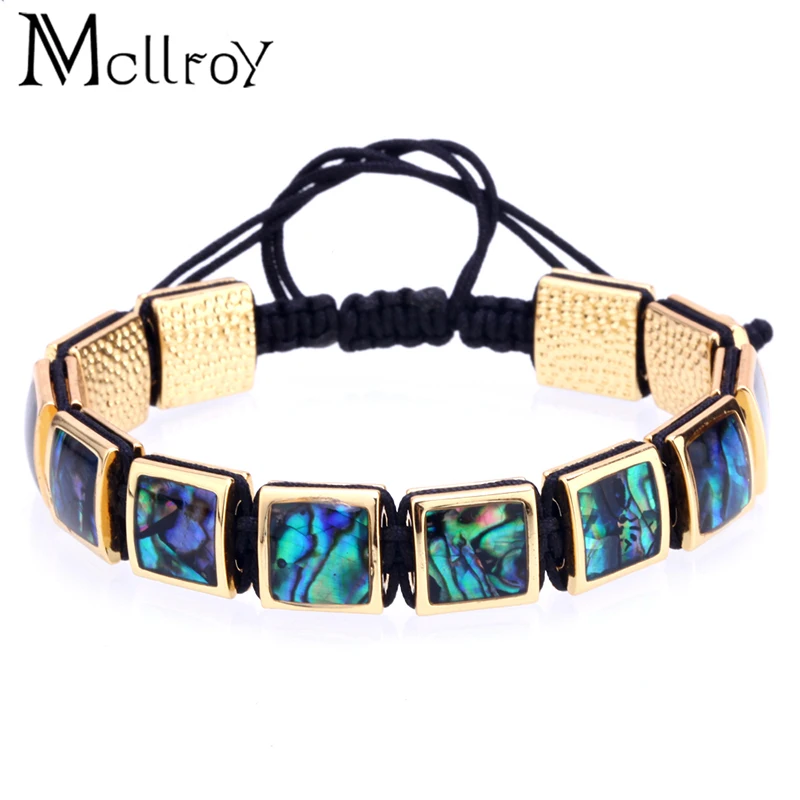 

Mcllroy Braided Bracelets Bangles Men Copper inlay colored shells bracelet men jewelry charm bracelet Christmas gifts Fashion