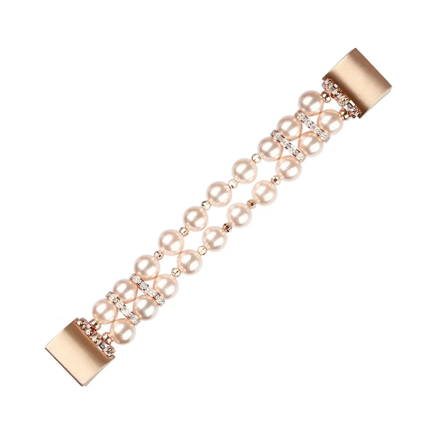 Натуральный агат Jewel бусины стрейч браслет для FitBit Charge 2 Bling Diamond Женская мода Замена для зарядки 2 - Цвет ремешка: Rose Gold LPZ