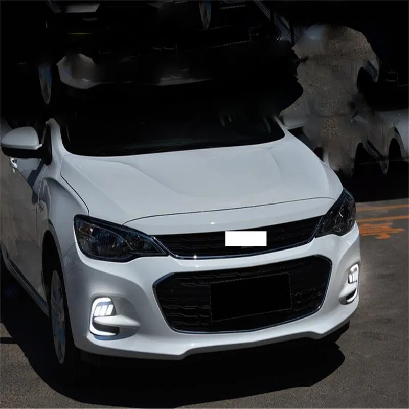 

CAPQX 1Pair For Chevrolet Cavalier 2016-2018 LED Daytime Running Day Light DRL Flashing Fog Lamp Trim With Yellow Turn Signal