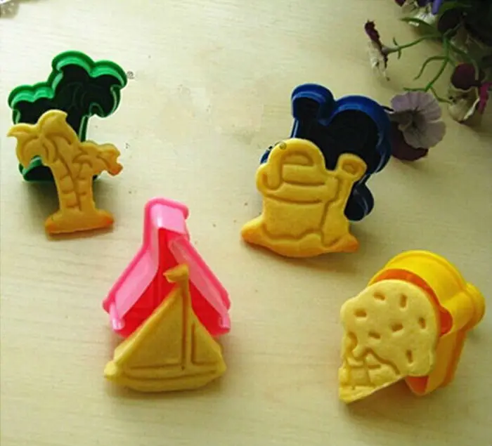 

family baking design Spring type pressing cutting 3D Coconut trees sailing sand barrel Ice cream biscuit cutter free shipping