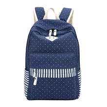 Ecoparty Женщин Школьные Сумки для Подростков Девочек Студент Рюкзак Mochila feminina Холст Dot Fringe Печать Рюкзак