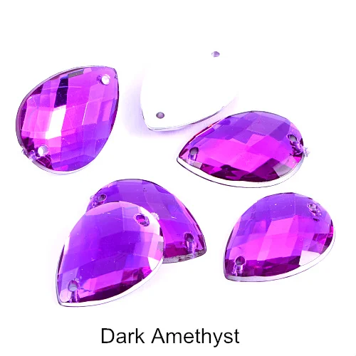 Dark Amethyst 2 размера 100/200 шт. Каплевидная форма акриловые пришивные стразы красочные пришивные камни для DIY аксессуары для одежды B1266 - Цвет: Dark Amethyst