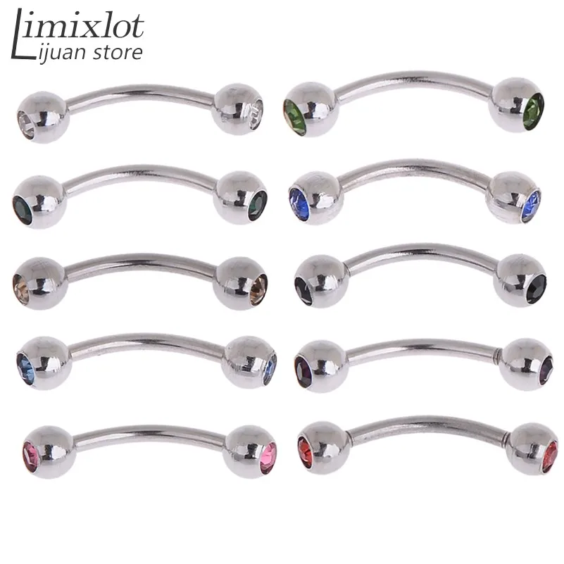 Кольцо для пирсинга из нержавеющей стали 316L с фианитом 10 шт.|body jewelry|wholesale body