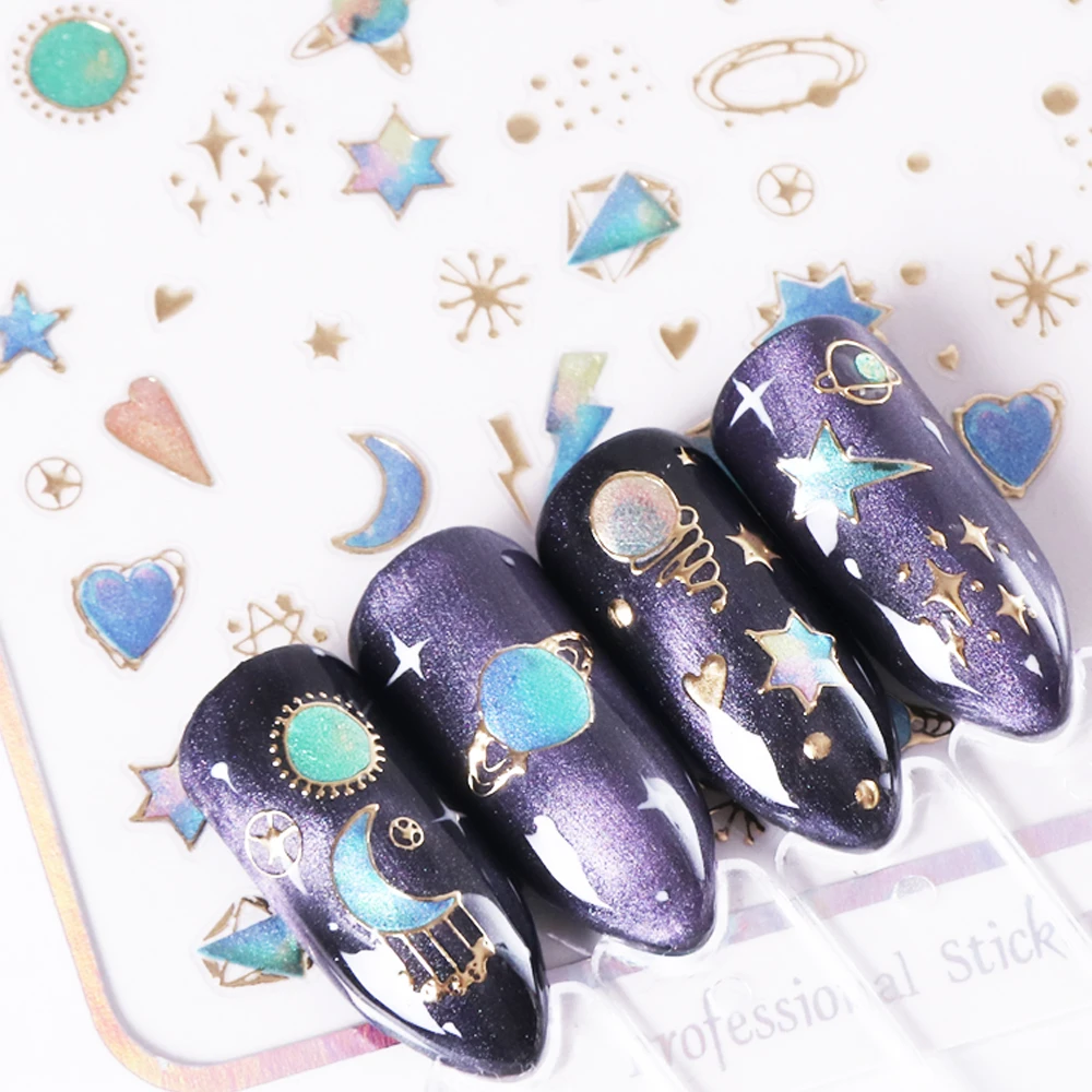 

1 Sheet Charm 3D Flower Nail Sticker Jewelry Design For Nail Sliders Glitter Starry Foil Tip Manicure Adhesive Decor SADP413-424