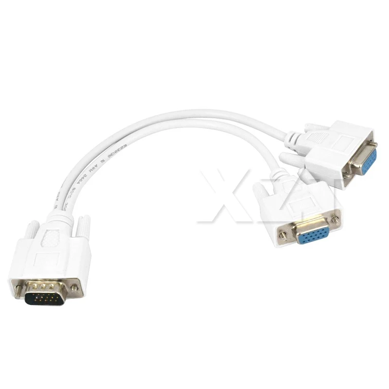 Original 1 Male VGA to 2 Female VGA Splitter Cable 2 Way VGA SVGA