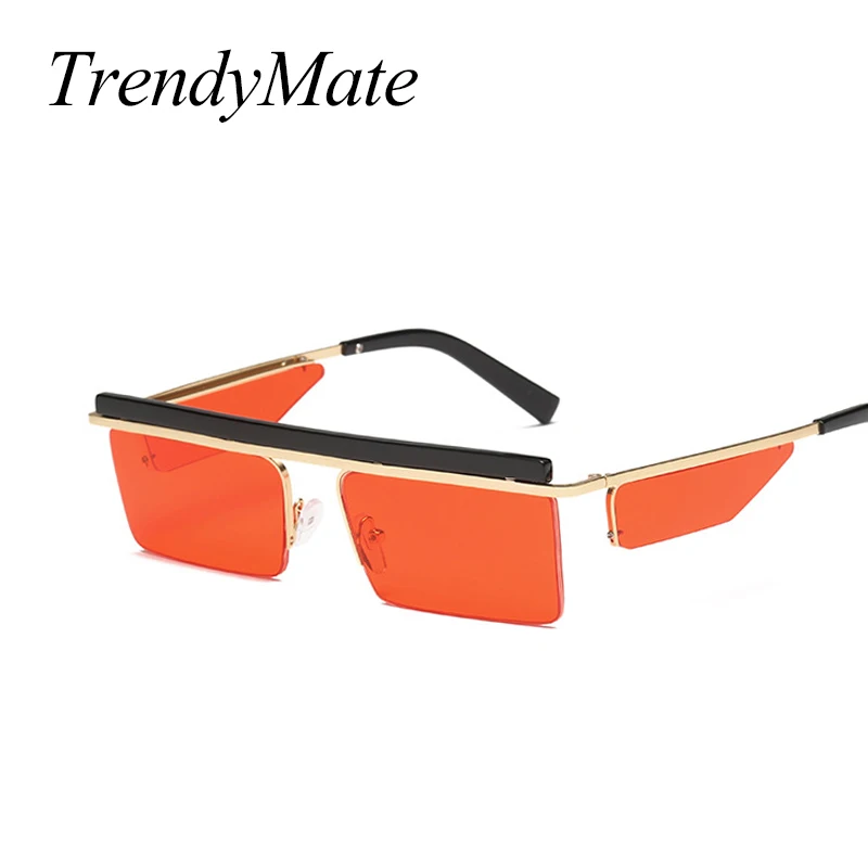 

TrendyMate Retro Small Square Men Red Punk Sunglasses Fashion Women Yellow Tinted Lens Steampunk Sun Glasses for Men 2018 1459T