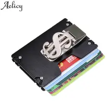 Aelicy металлический кошелек, мини-зажим для денег, фирменный держатель для кредитных карт с RFID, анти-главный кошелек, дизайн, однотонный мужской кошелек, L