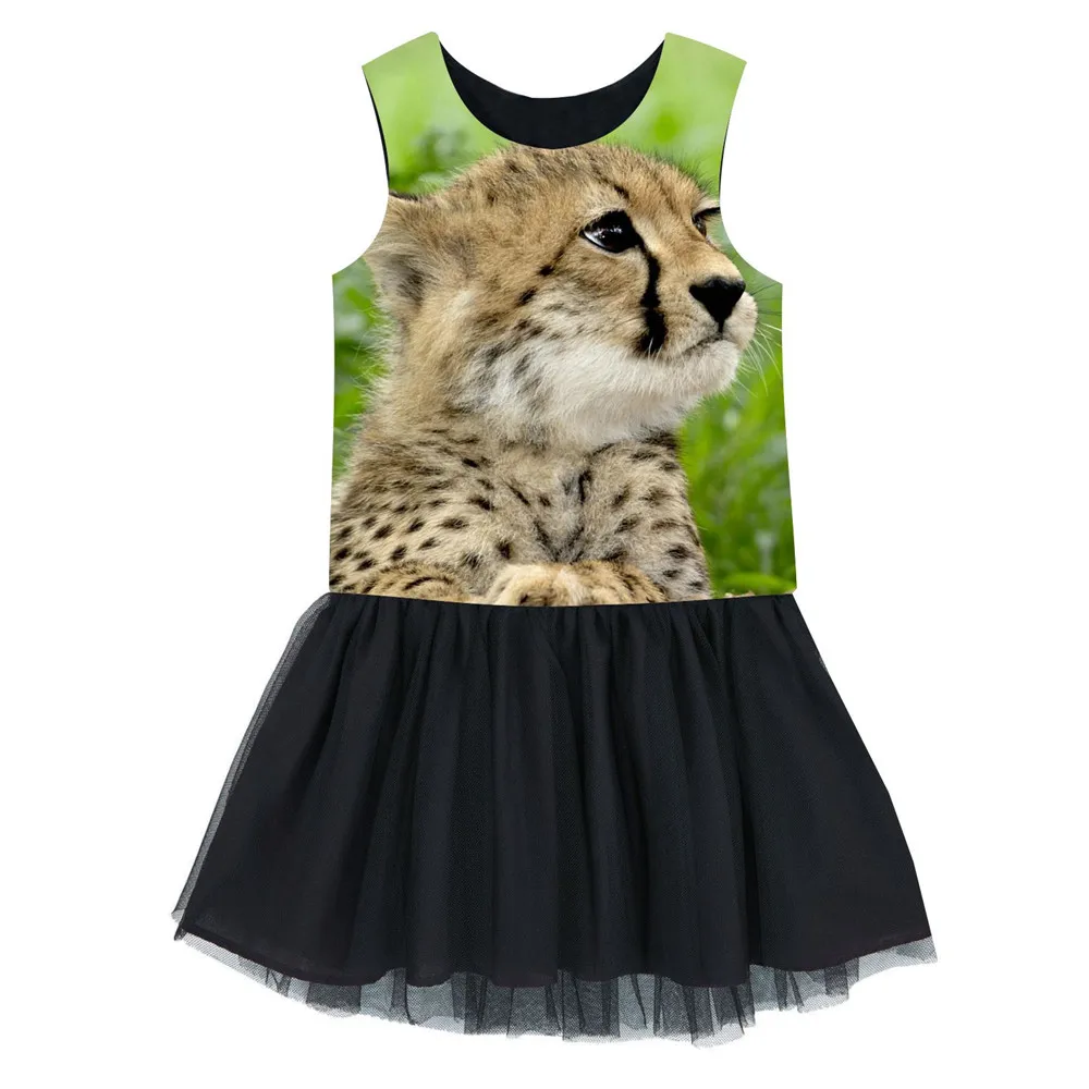 Платье для детей от 2 до 10 лет новое летнее платье модное платье с леопардовым принтом для малышей Одежда для девочек детская одежда без рукавов