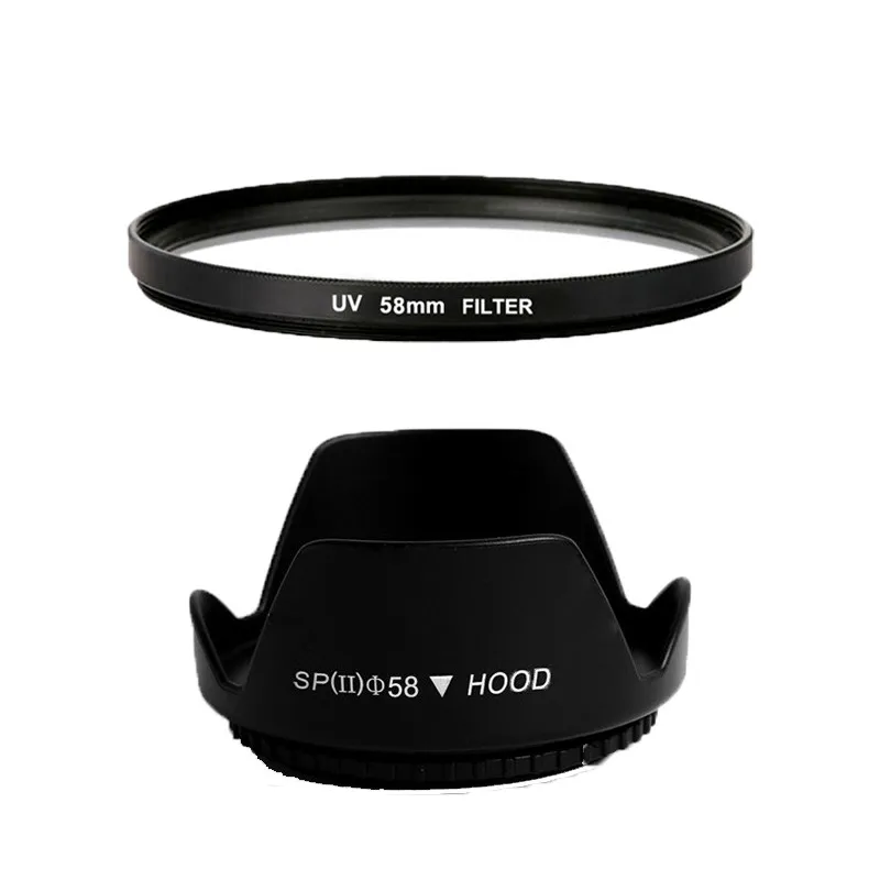 

58mm UV Ultra-Violet Filter + Lens Hood For Nikon for Canon EOS 400D 550D 500D 600D 1100D 450D 350D 70D 60D 700D 650D SLR