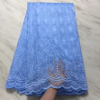 

Sky Blue African Lace Fabric 2018 Embroidered Nigerian Laces Fabric Bridal High Quality French Tulle Lace Fabric For Women Dress