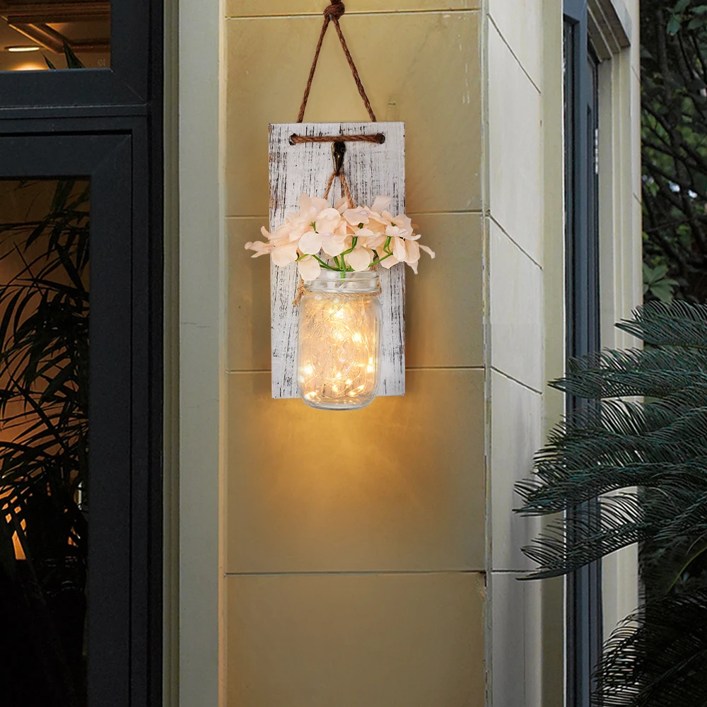 HighlifeS LED Fairy Light Decorative Mason Jar Wall Decor Rustic Wall Sconces with LED Fairy Light