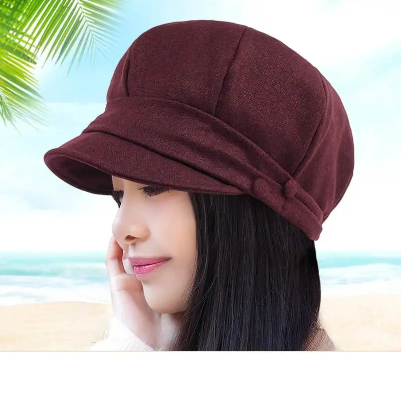 

GBCNYIER Korean Style Autumn Octagonal Cap Mother's New Year Gift Solid Color Octagonal Cap All-Match Fashion Hat
