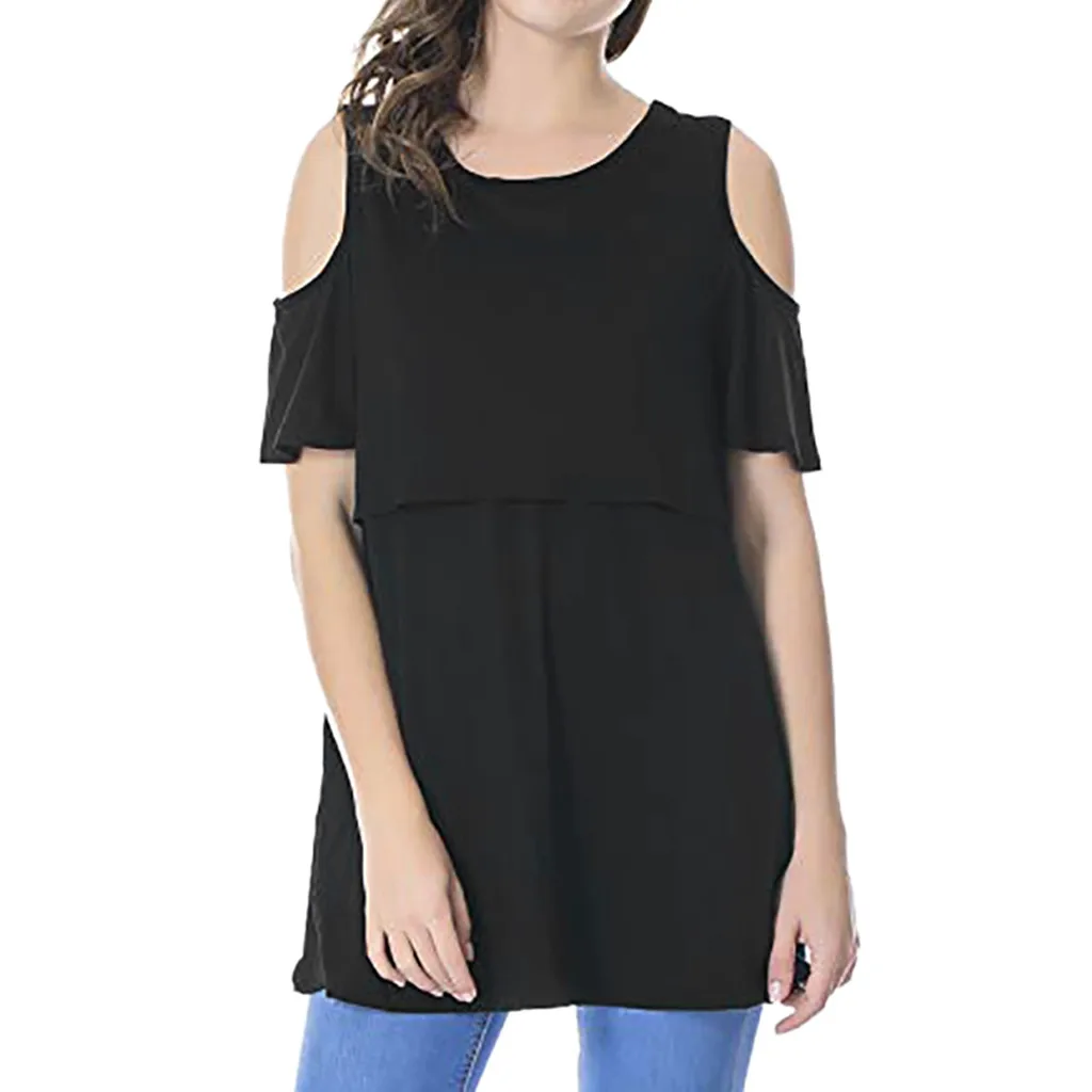 Maternity Top Mom Nursing Solid Tees Straps T-shirt Pregnancy Breastfeeding Tops Clothes | Мать и ребенок
