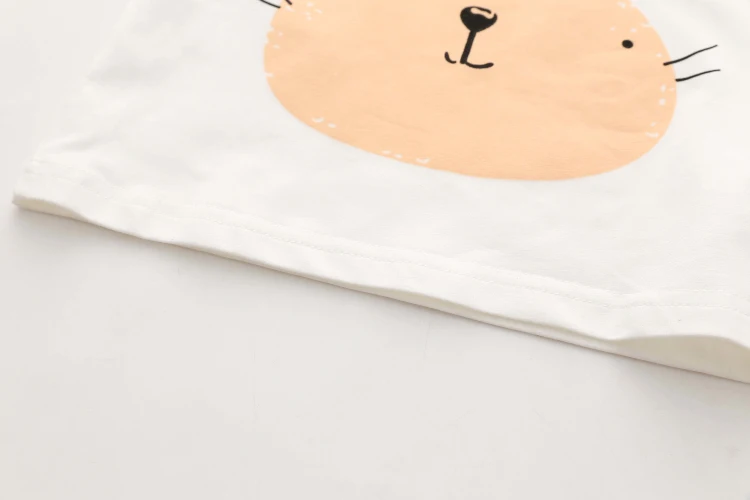Комплект одежды для девочек, лето, От 2 до 10 лет, Детская футболка с рисунком кролика+ шорты, комплект одежды из 2 предметов на шнурке