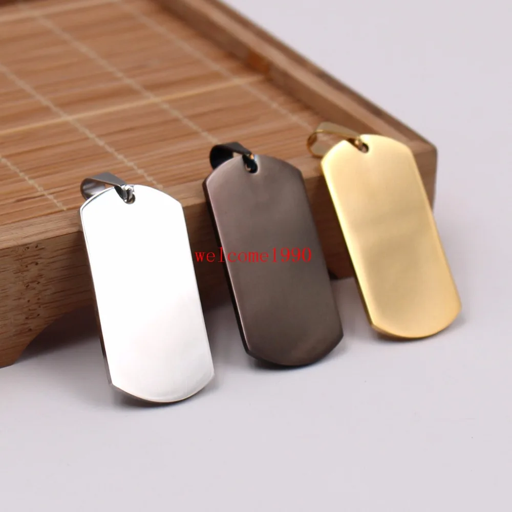 5pcs Lot in bulk Stainless Steel Army card Dog Tag charms Pendant gold