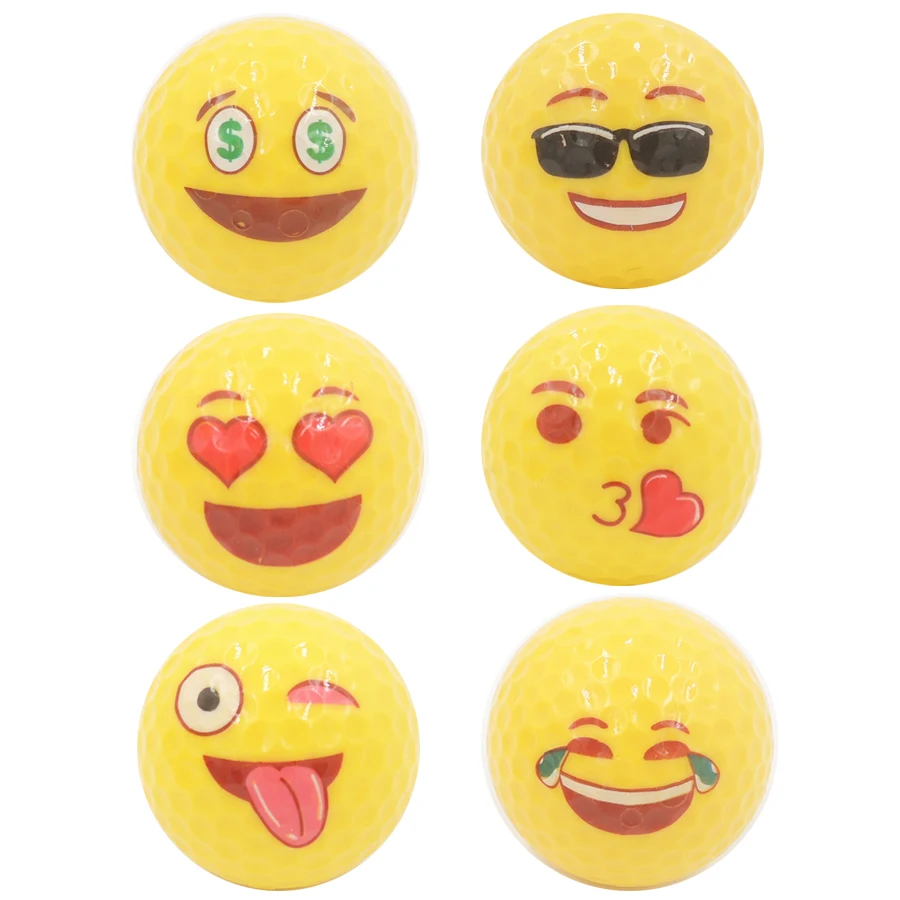 6Pcs/1 Lot golf ball Emoji Faces Novelty Fun Golf Balls lovely face