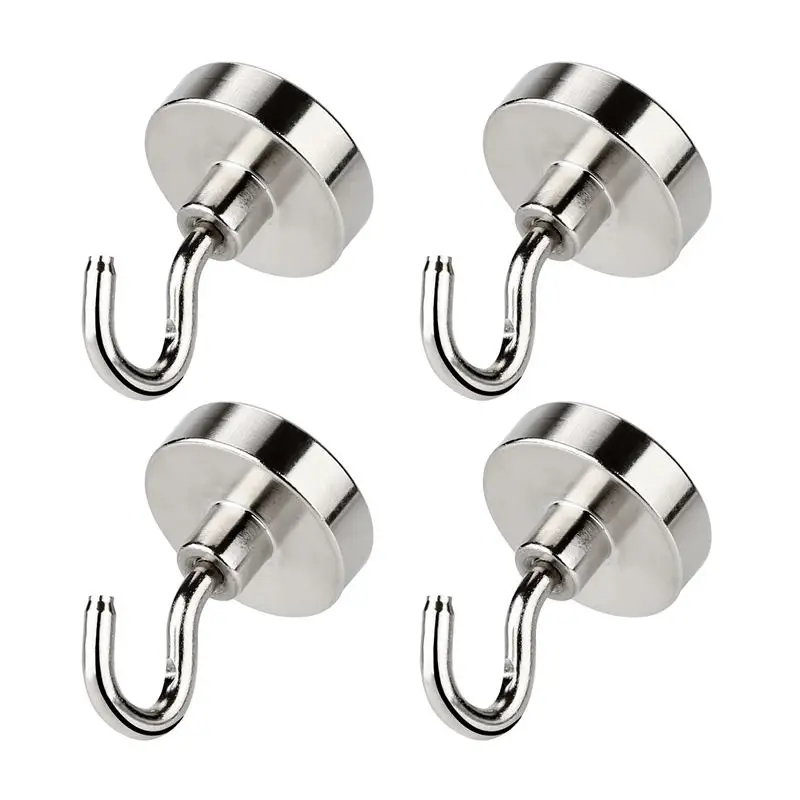 

Magnetic Hooks Powerful Heavy Duty Neodymium Magnet For Your Refrigerator And Other Surfaces, Will Not Scratch, Set Of 4