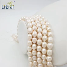 LII Ji 11-12 мм натуральный рис Форма пресноводные жемчужные бусины для самостоятельного изготовления Цепочки и ожерелья браслета спейсеры для украшений бусы 40 см/Strand