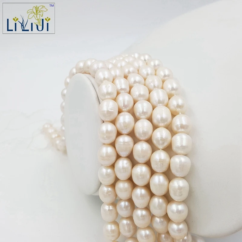 

Lii Ji 11-12mm Natural Rice Shape Freshwater Pearl Beads For DIY Necklace Bracelet Jewelry Making Spacer Beads 40cm/Strand