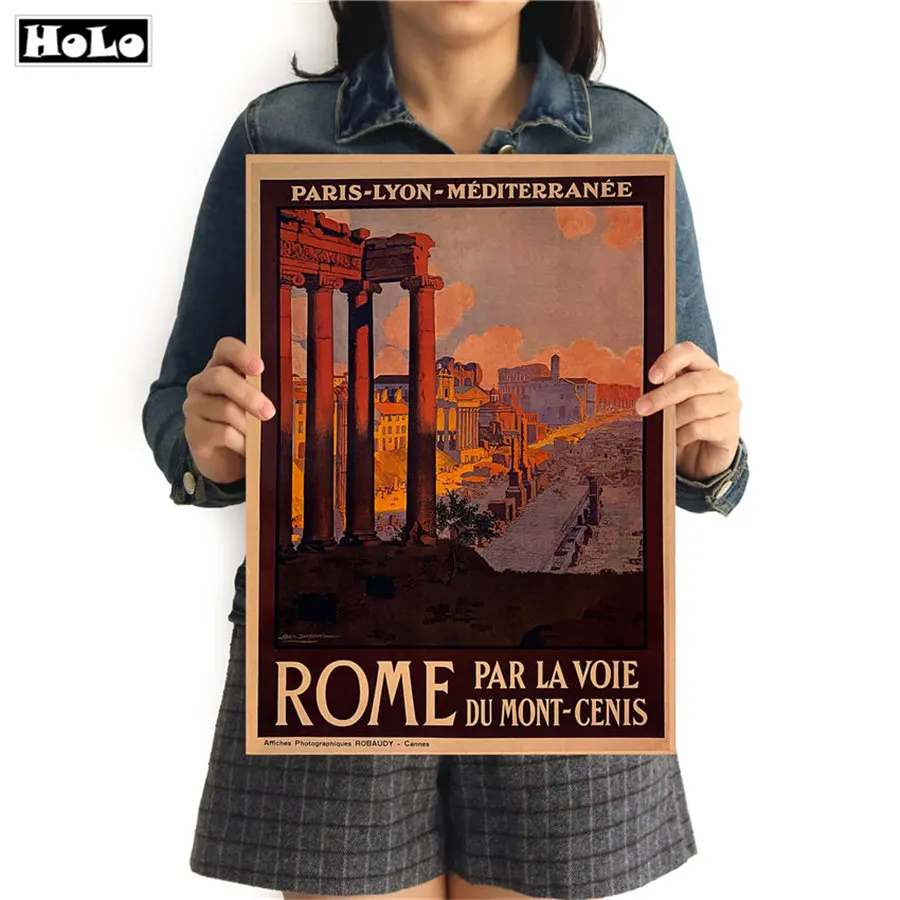 

Rome Vintage poster bar kitchen retro kraft paper Living Room Wall sticker Art classic painting Print picture 42x30cm GGB068