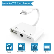 USB 3 Camera 3 5mm Headphone Audio Charging Splitter 3 in 1 OTG Device Adapter with Charging and 3 5mm Aux Jack for iPhone XSMax
