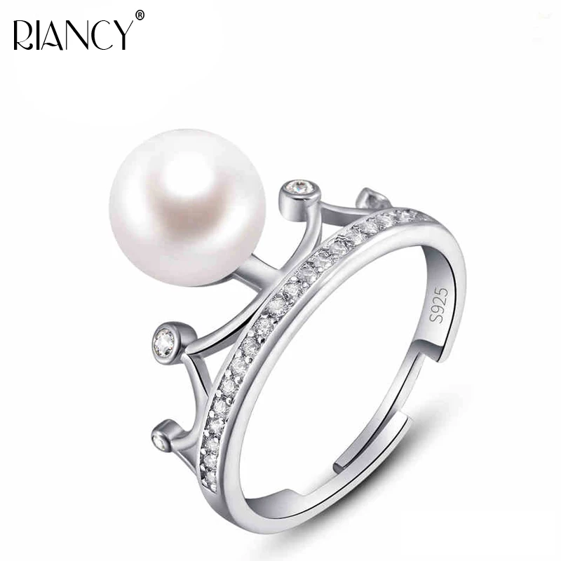 

Real natural freshwater pearl ring for women, silver 925,fashion crown pearl jewelry ring, girl engagement gift