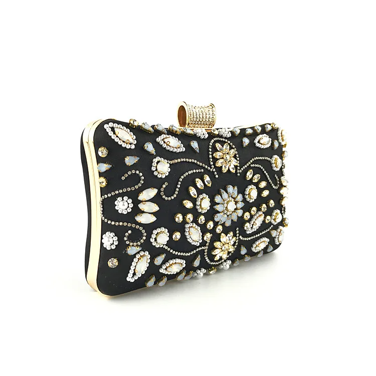 Oblique view of the Luxy Moon Hand Beaded Stylish Evening Bag