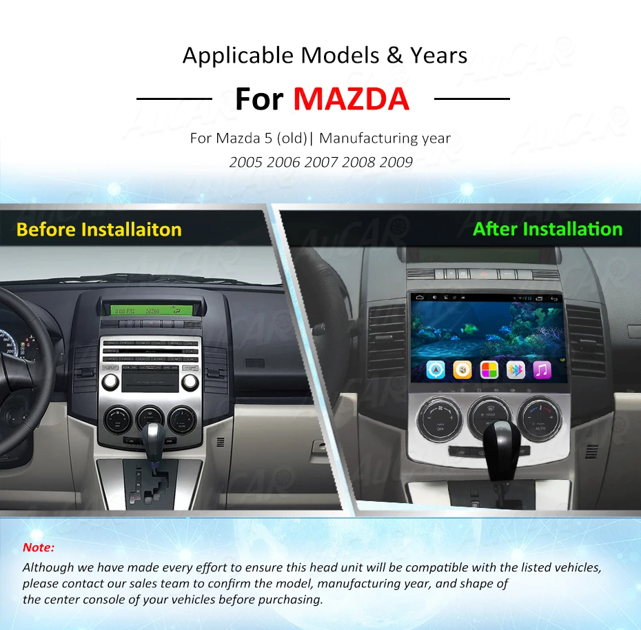 Top Android 7.1 car dvd player 9" GPS Navigation system for Mazda 5 2005 - 2009 HD 1024*600 Bluetooth GPS Radio WIFI 4G Stereo aux 7